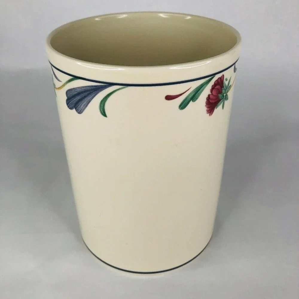 Lenox Poppies On‎ Blue Canister With Wood Lid Large